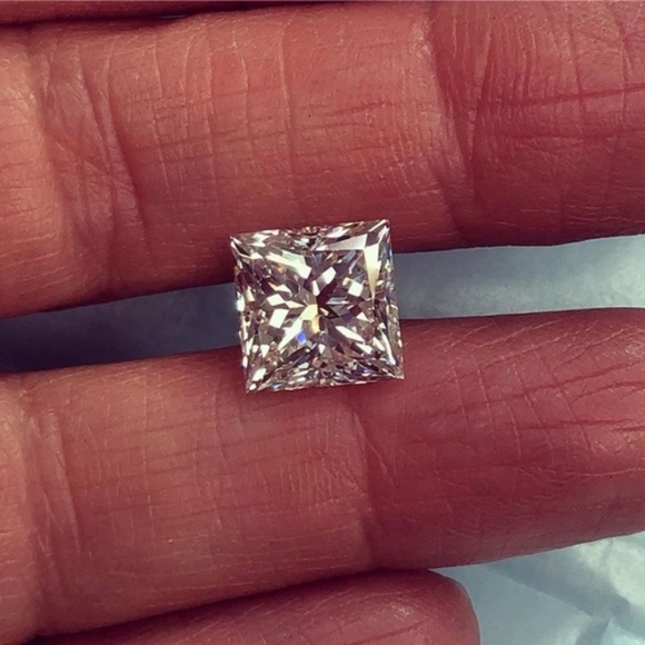 1-2Ct Princess Cut Solitaire Silver Ring VVS1 Lab Diamond - Picture 15 of 16